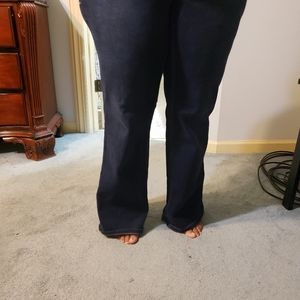 Slightly flared leg blue jeans